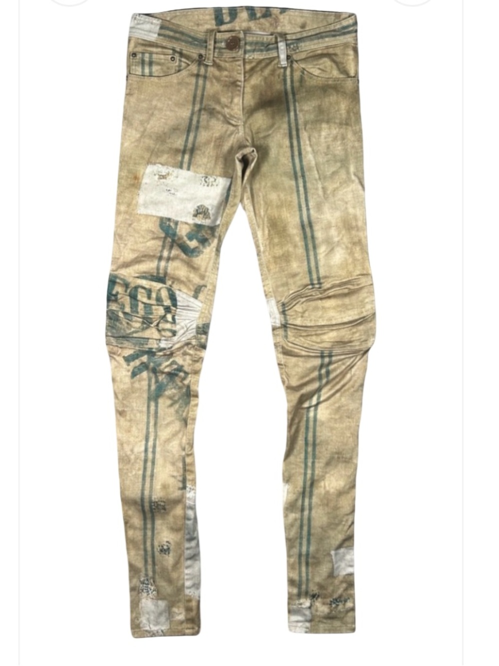 Share Spirit Men's Slim Jeans in Tan with Green Stripe